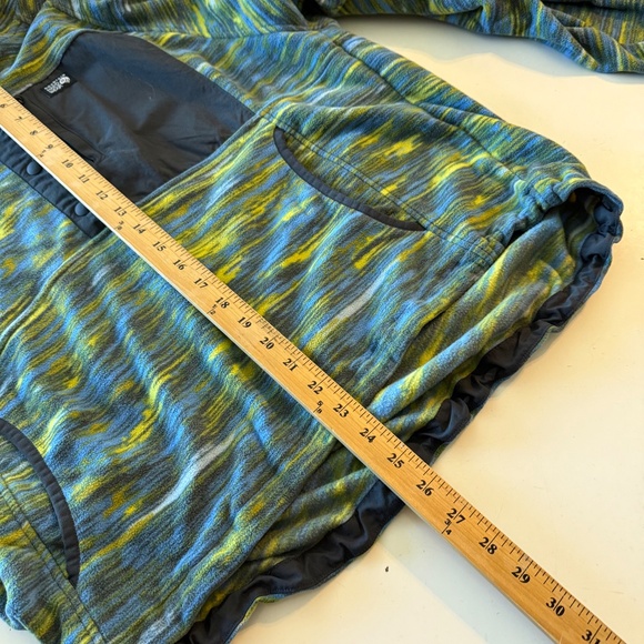 Mountain Hardwear Light Blue & Yellow Dyed Hooded 1/4 Button Sweater Women LARGE - Picture 7 of 8